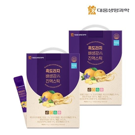 대웅생명과학 [선물세트] 국내산 흑도라지배생강 진액스틱 10g 100포 2박스