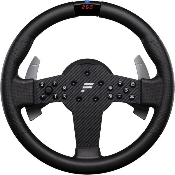 [해외] Fanatec 파나텍 Sim Racing CSL 스티어링 휠 P1 V2 QR2 LITE – 고무 그립 RevStripe LED 디스플레이 금속 시프터 패들 사이드 사