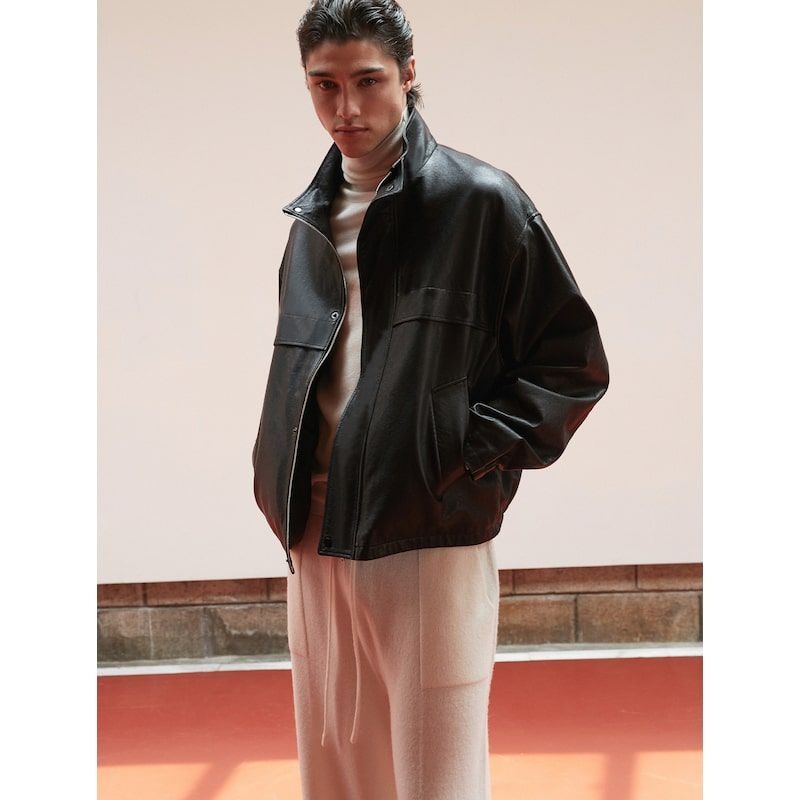 VERDEMAR ⭐추가15%+이벤트⭐Vegetable Lambskin High-neck Jacket