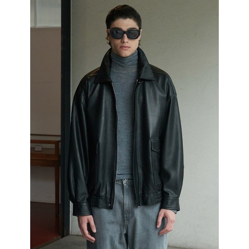 VERDEMAR ⭐추가15%+이벤트⭐Vegetable Lambskin Overfit Blouson_Men