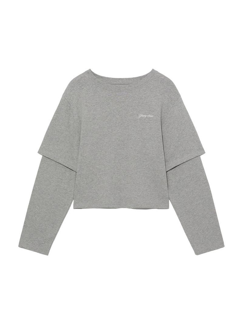 GLOWNY GLOWNY G DOUBLE SLEEVE LETTER TEE MELANGE GRAY GC26SUTS004MGR 2529206