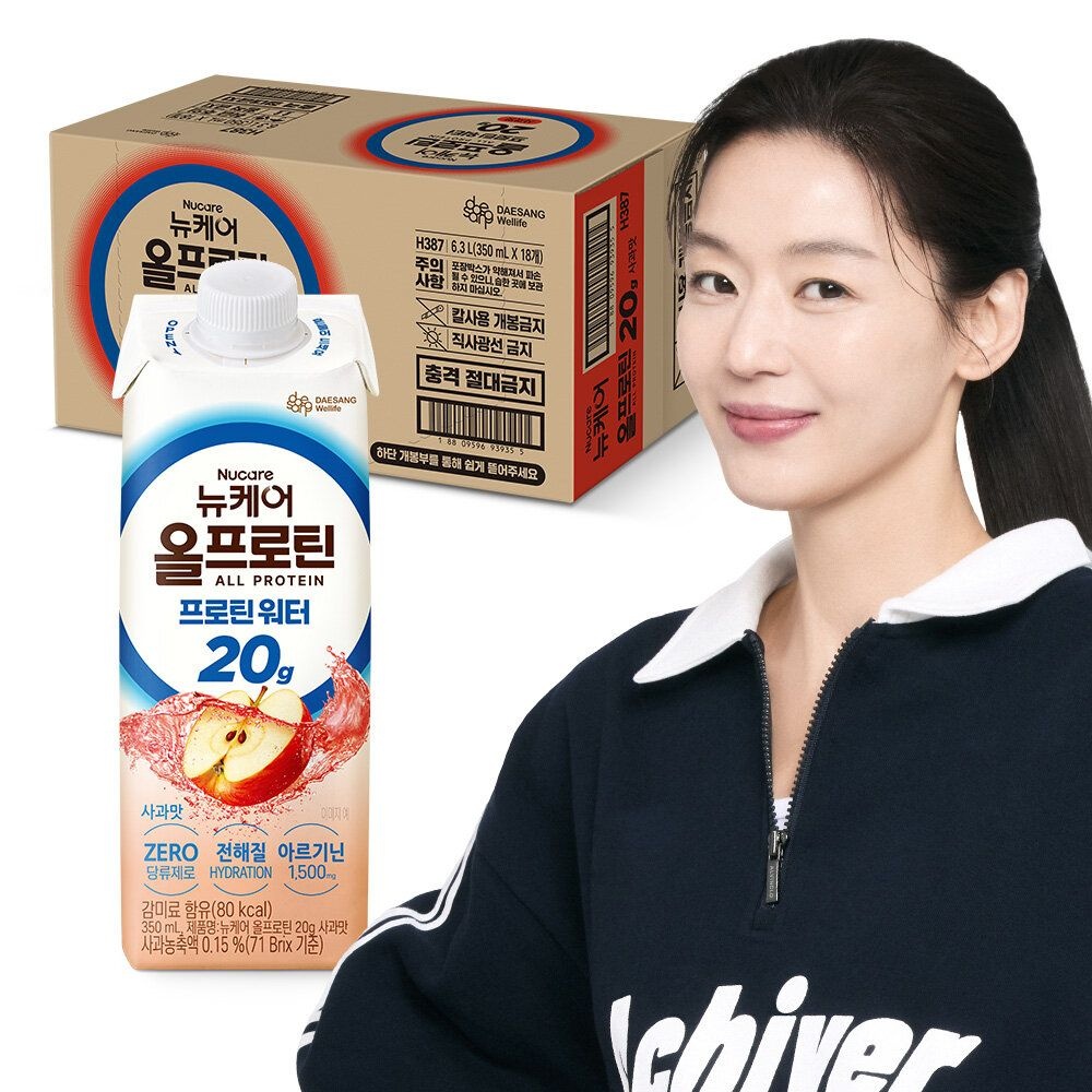 [대상웰라이프] 뉴케어 올프로틴 20g 프로틴워터 사과맛 (350mlx18팩), 1박스