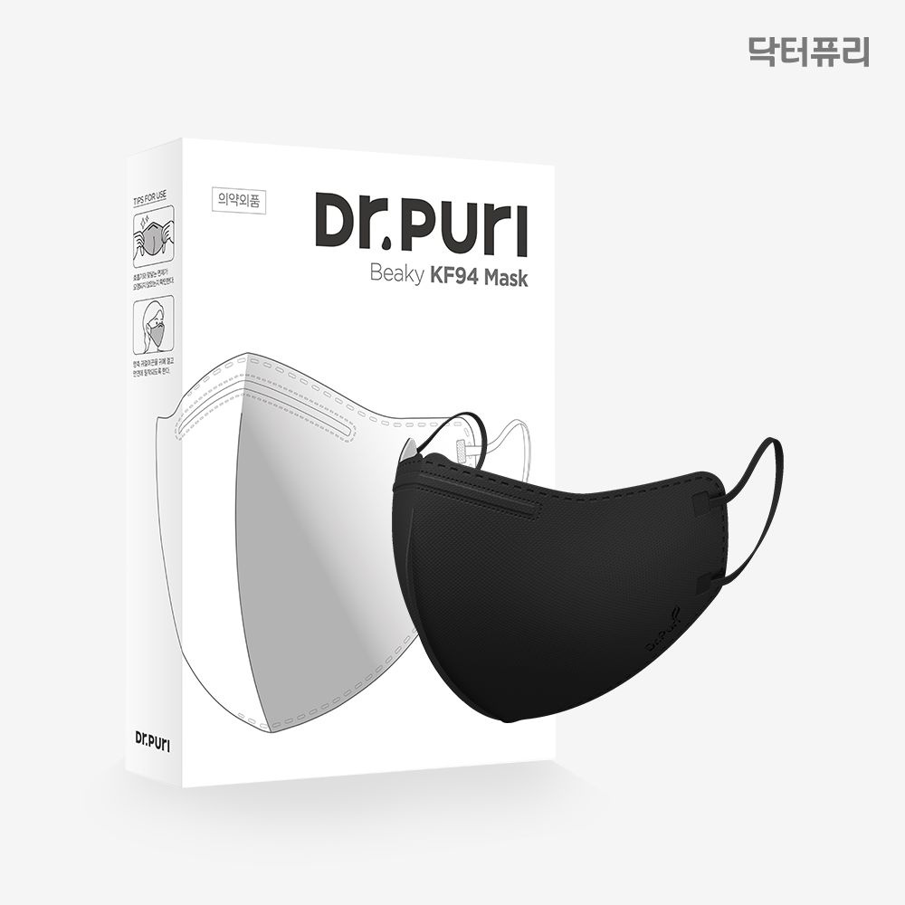 닥터퓨리 닥터퓨리 KF94 마스크 비키 새부리형 중형 블랙 10매입 3개
