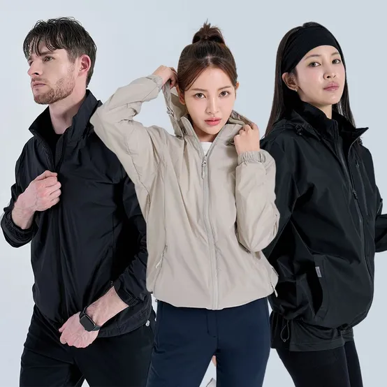 남여공용 소프트 홑겹 코팅안감 방수 후드 바람막이 2COLOR