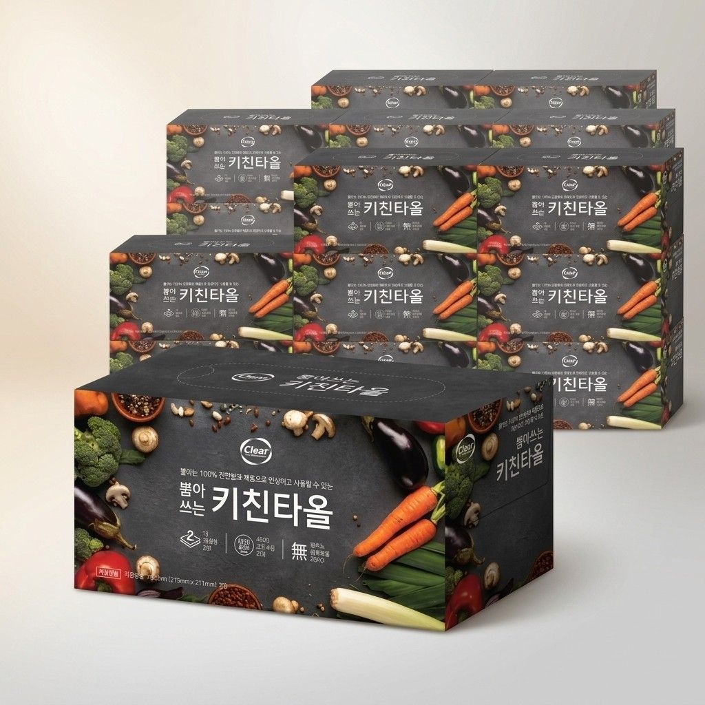 클리어 천연펄프 키친타올 뽑아쓰는 2겹 130매 24각