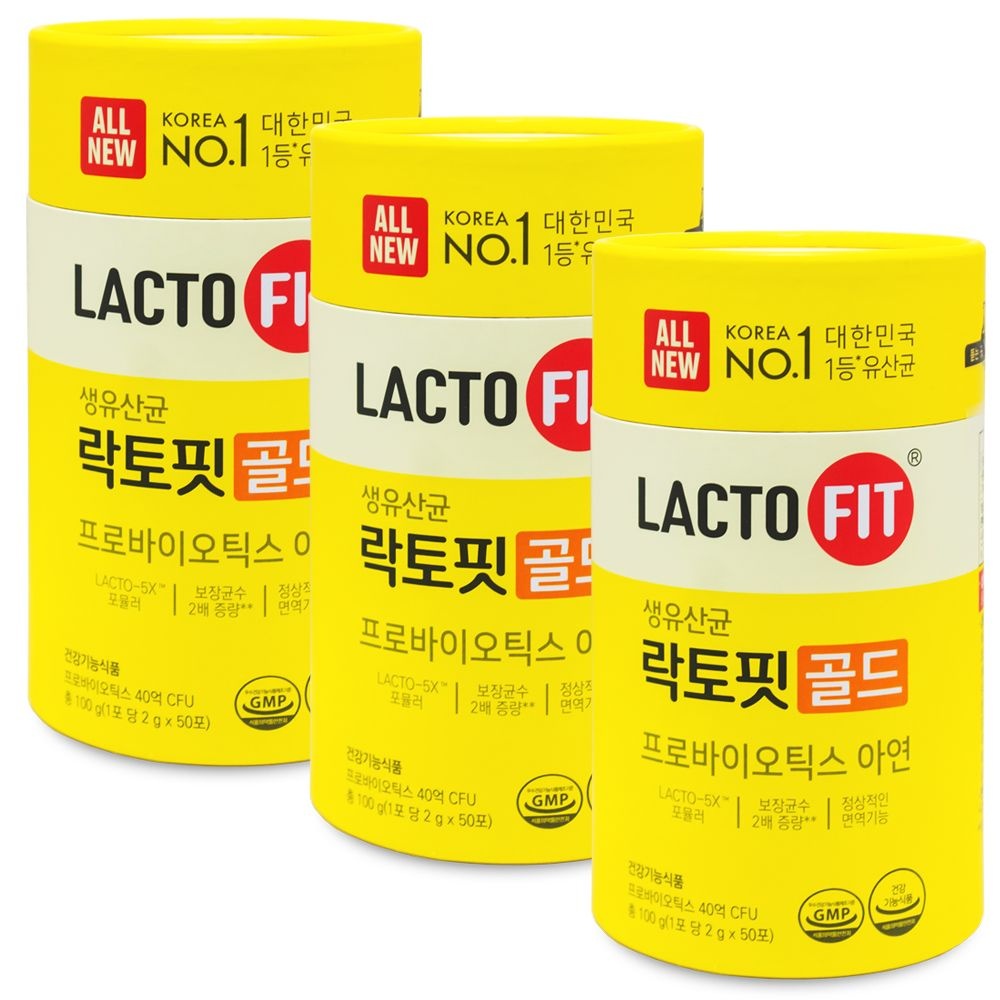 [ALL NEW 리뉴얼 40억 유산균] 락토핏 골드 2g x 50포 3개 / 정품 발송 (주)우진