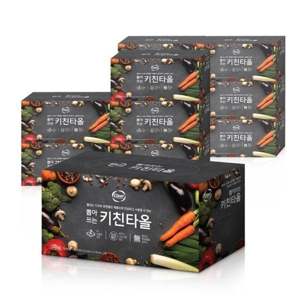 세이플러스 클리어 뽑아쓰는 키친타올 2겹 130매 x 12각 천연펄프