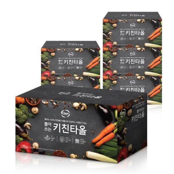 클리어제지류 클리어 뽑아쓰는 키친타올 2겹 130매 x 6각 천연펄프