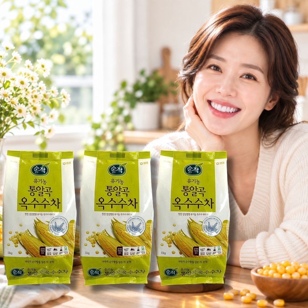 순작 유기농 통알곡 옥수수차 구수한차 1kg, 3개