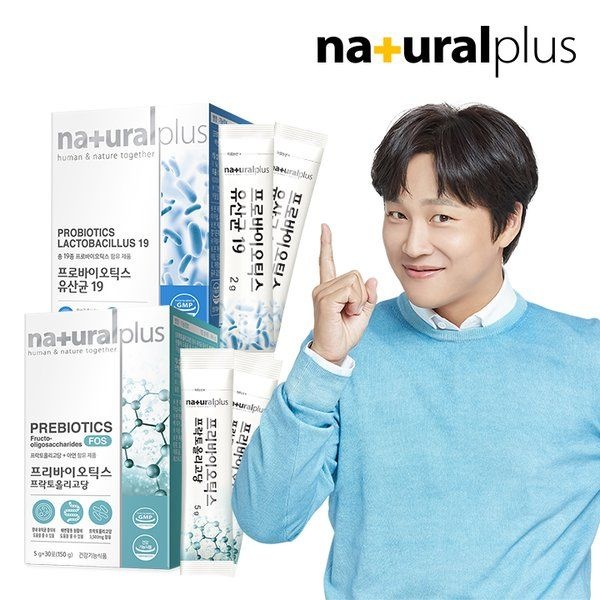 내츄럴플러스 [공식] 프리바이오틱스 FOS (30포) + 프로바이오틱스 유산균19