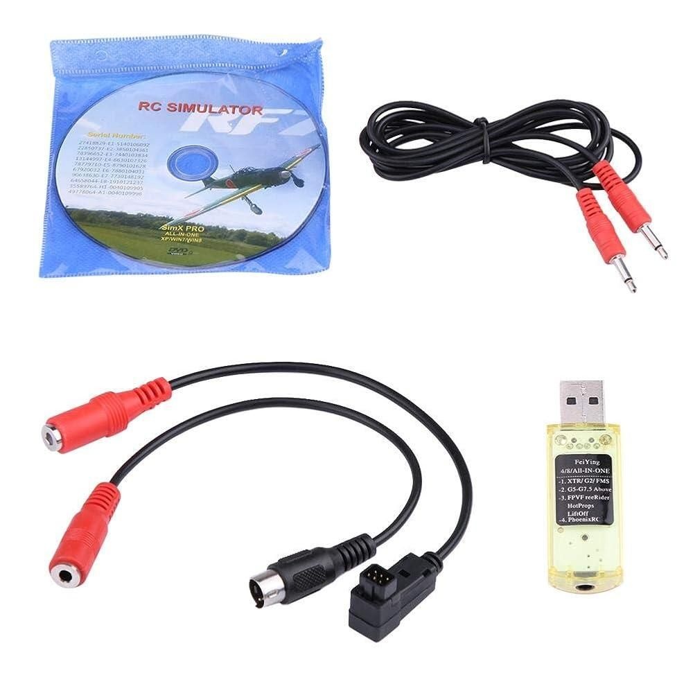 Asixxsix [해외] Asixx RC Simulator 22 in 1 USB with Cable for Real Flight G7 / G5 Reflex XTR Phoenix 4 E2HG Aero Fly and FMS 3 Patch Cord 케이블 소프트웨어 DV