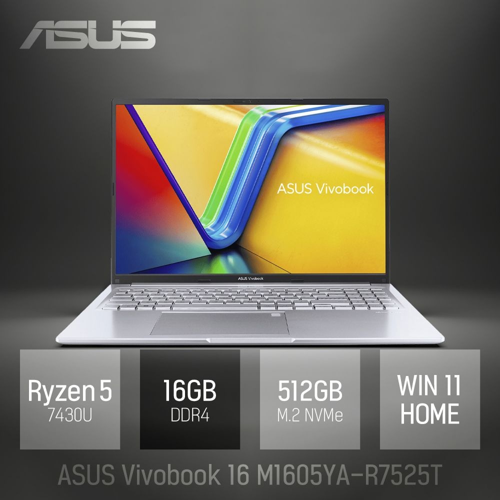 ⓒ ASUS 비보북 16 M1605YA-R7525T 16GB 512GB WIN11 / 16인치 대화면 포토샵 영상편집 업무용 노트북