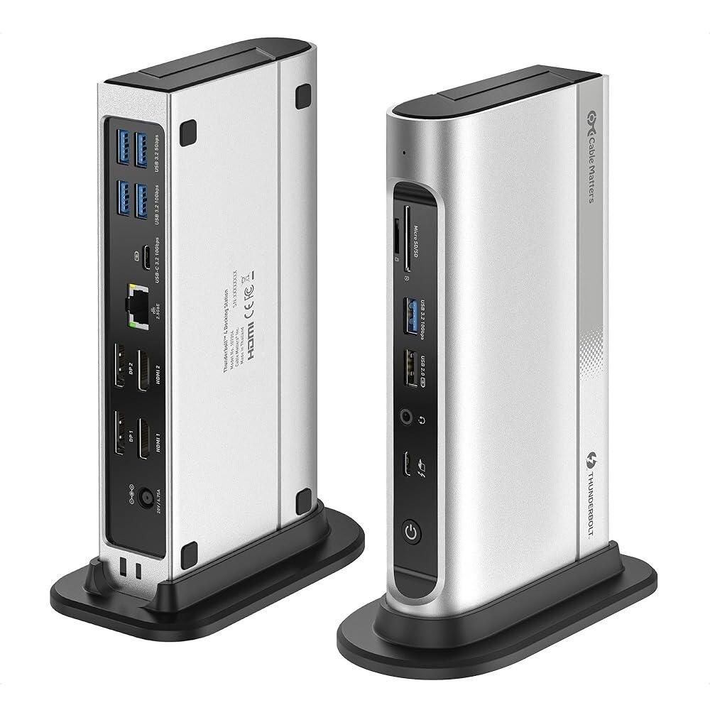 Cable Matters [해외] [인텔 ] Cable Matters 16-in-1 40Gbps 썬더볼트 4 도크 공유 - 윈도우용 쿼드 4K 비디오2X DP 2X HDMI 맥북 프로 M1/M2/M3/M4 프로/