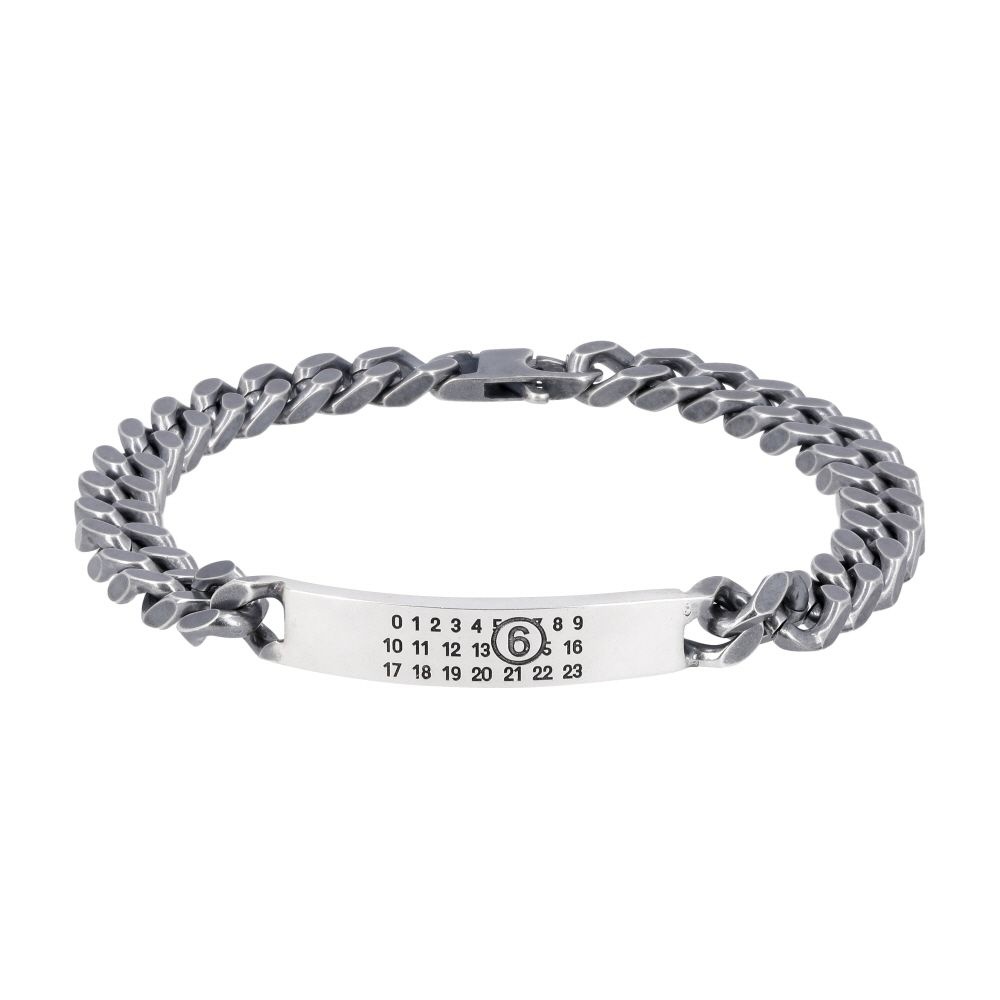 메종마르지엘라 SM6UY0049 SV0235 954 MM6 인그레이빙 넘버링 로고 체인 팔찌