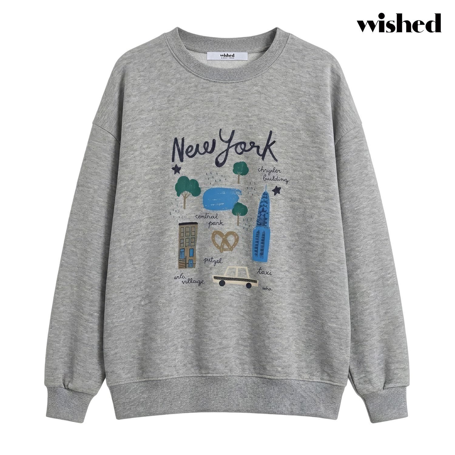 wished 데일리 캐주얼 그래픽 맨투맨 티셔츠 (WIDCTS014)