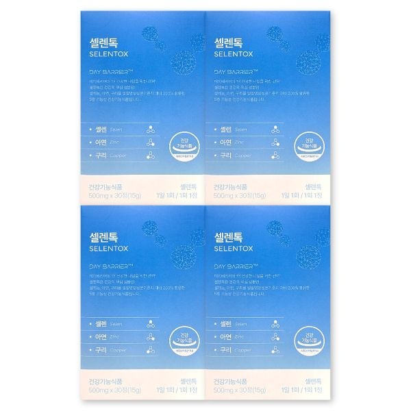 데이배리어 셀렌톡 500mg X 30정 4박스 항산화 셀레늄 아연 구리