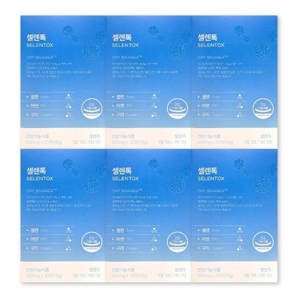 데이배리어 셀렌톡 500mg X 30정 6박스 항산화 셀레늄 아연 구리
