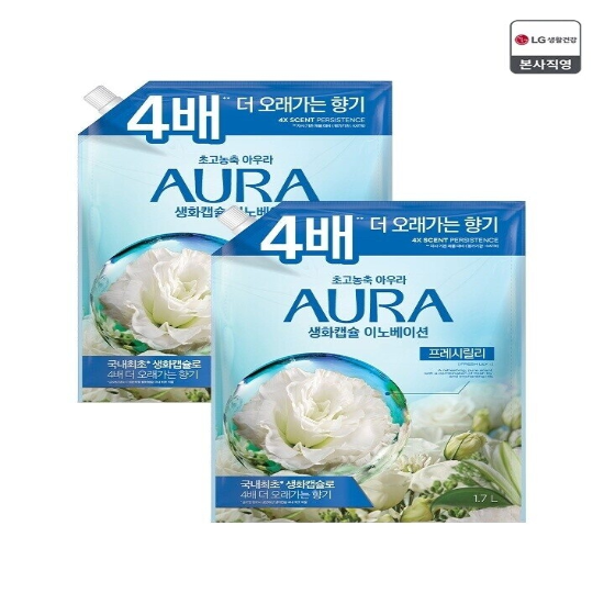 아우라 생화캡슐 초고농축 섬유유연제 리필1.7L 프레시릴리 x 2개