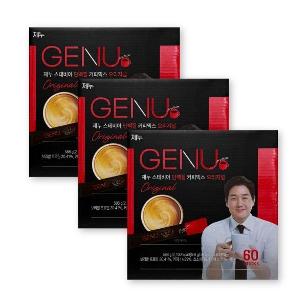 제누 스테비아 프로틴 단백질 커피믹스 9.8g X 60개입 3박스 식물성 유지태 커피