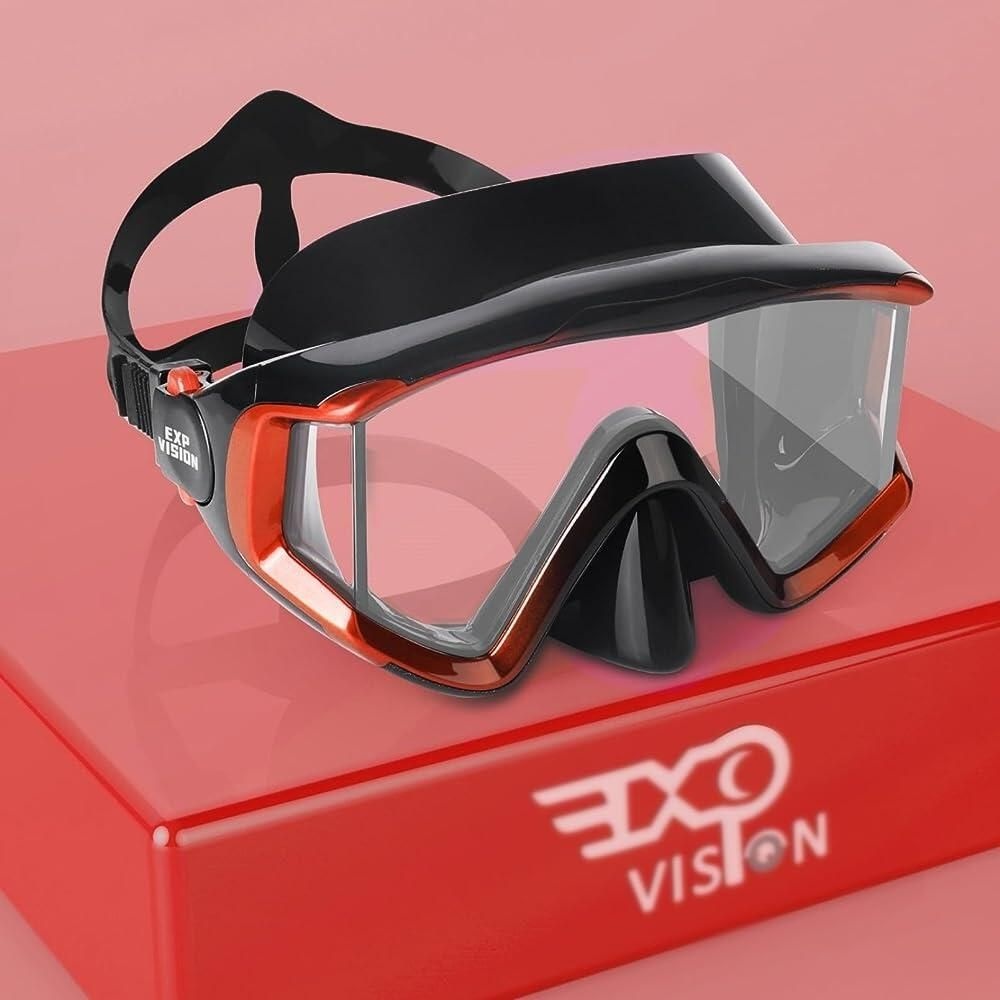 EXP VISION [해외] EXP VISION 성인용 Pano 3 파노라마 뷰 다이빙 마스크 강화 유리 렌즈 스쿠버 스노클링 프리다이빙 수영용 코 커버가