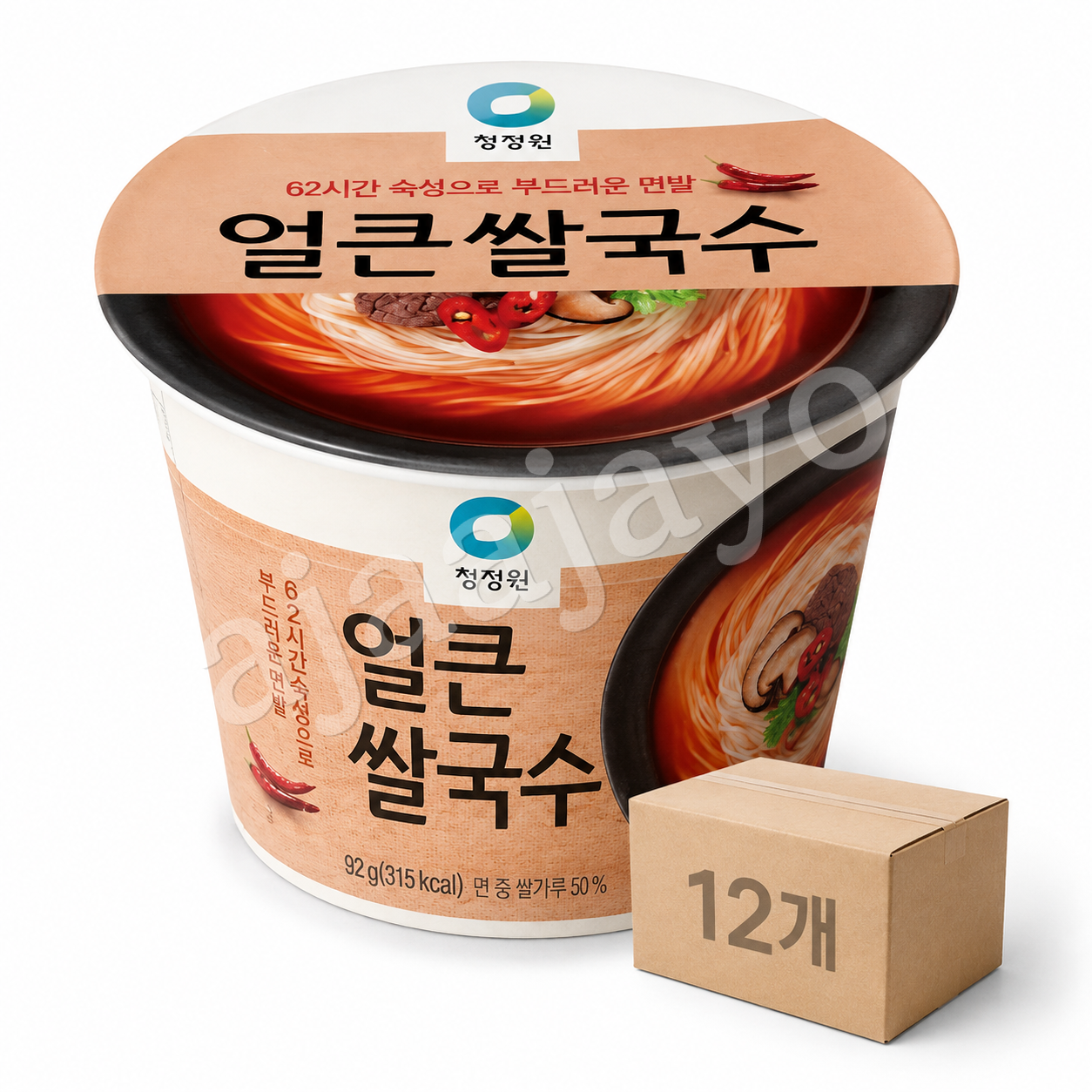 청정원 얼큰 컵쌀국수 92g 12개 실속구성 칼칼한 국물
