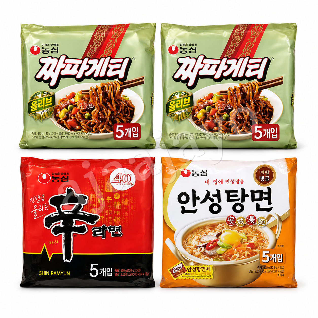 농심 인기세트(신라면5+안성탕면5+짜파게티10) 총20봉 봉지라면