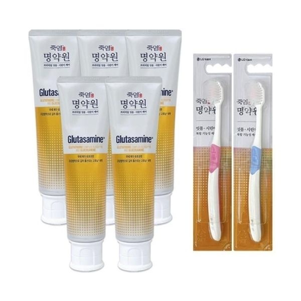 죽염 명약원 치약 프리미엄 잇몸 시린이 케어 120g 5개+칫솔 2개
