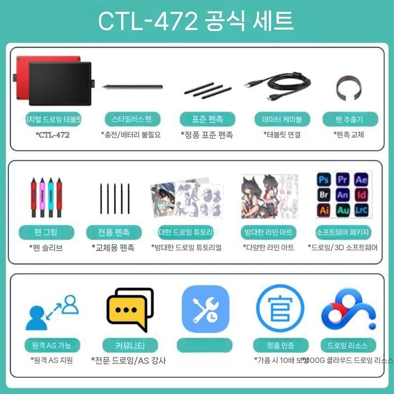 리리의세계협력 [해외] Wacom CTL-472 One by 소형 펜 타블렛