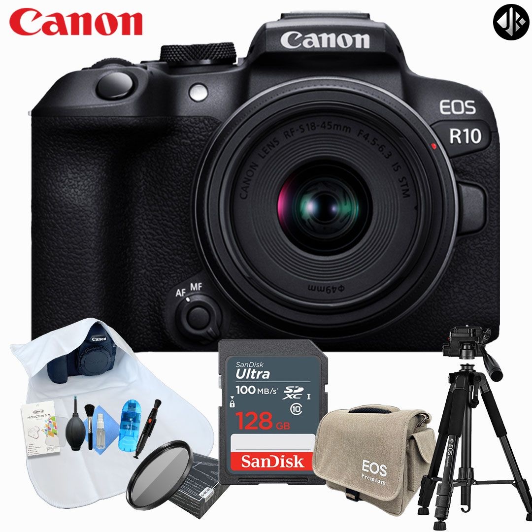 캐논 EOS R10 + RF-s 18-45mm F4.5-6.3 IS KIT / 프리미엄 삼각대 9종 패키지 (128GB +MCUV 필터+ 가방 +악세사리)_WJK