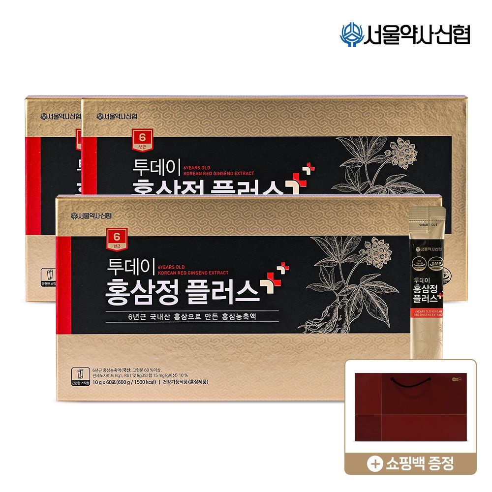 [롯데백화점] 서울약사신협 [서울약사신협] 6년근 투데이 홍삼정 플러스 스틱 10g 60포 3세트
