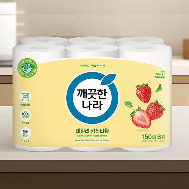 깨끗한나라 [깨끗한나라] 데일리 키친타올 그린패키지 150매 6롤[36007482]