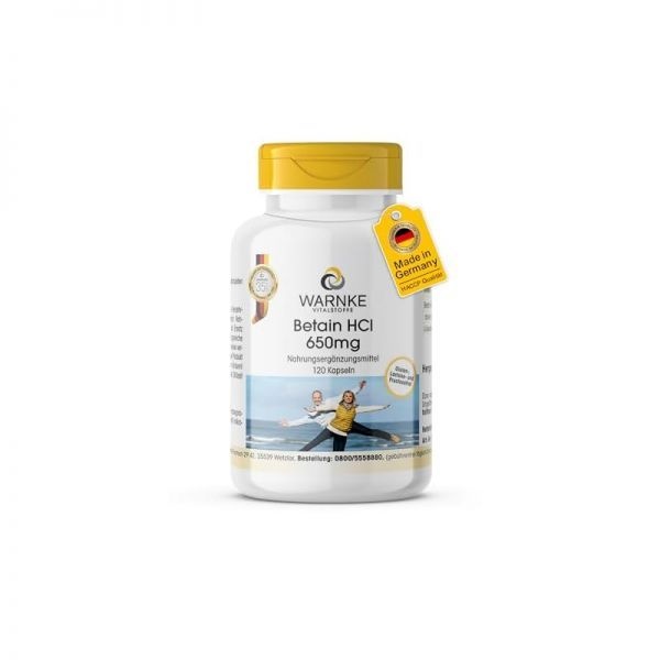 [해외] WARNKE VITALSTOFFE 베타인 HCl 650mg - 염산염 120캡슐 비건 I Warnke VItalstoffe 독일 품질 [B01FJZFO]