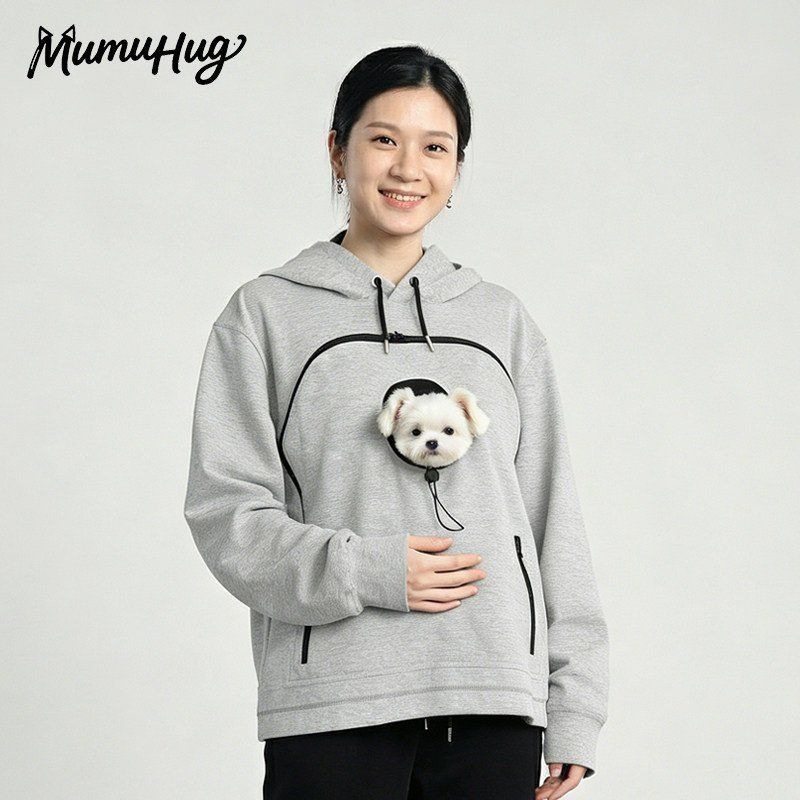 MumuHug 강아지 캥거루 주머니 후드 티셔츠 고양이 반려견 산책 애견 이동 외출 앞가방