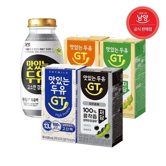 [딜크릿]맛있는두유GT 190ml 48팩 담백/달콤/고단백/검은콩*깨(30병) 골라담기