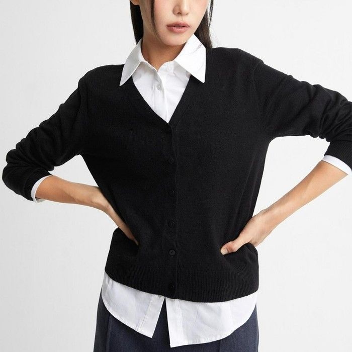 ㈜이랜드월드 미쏘 에센셜 브이넥 베이직 가디건 MIWCKE920T-O