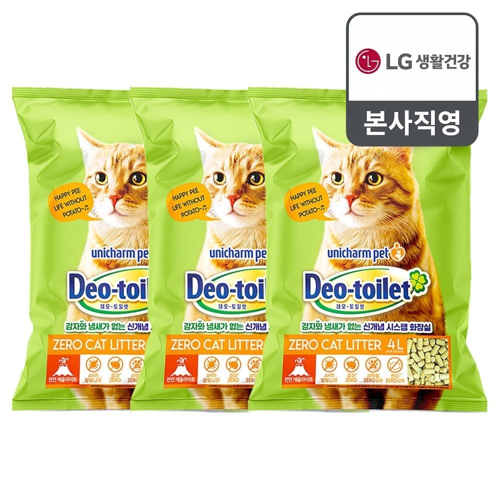 유니참펫 (현대Hmall) LG유니참 데오토일렛 사막화 방지 소취항균 모래 4L 3개