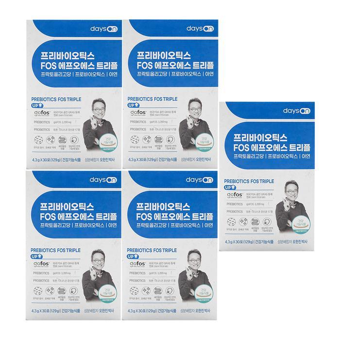 [오늘출발] 오한진 프리바이오틱스 FOS 트리플 4.3g x30포 x5박스