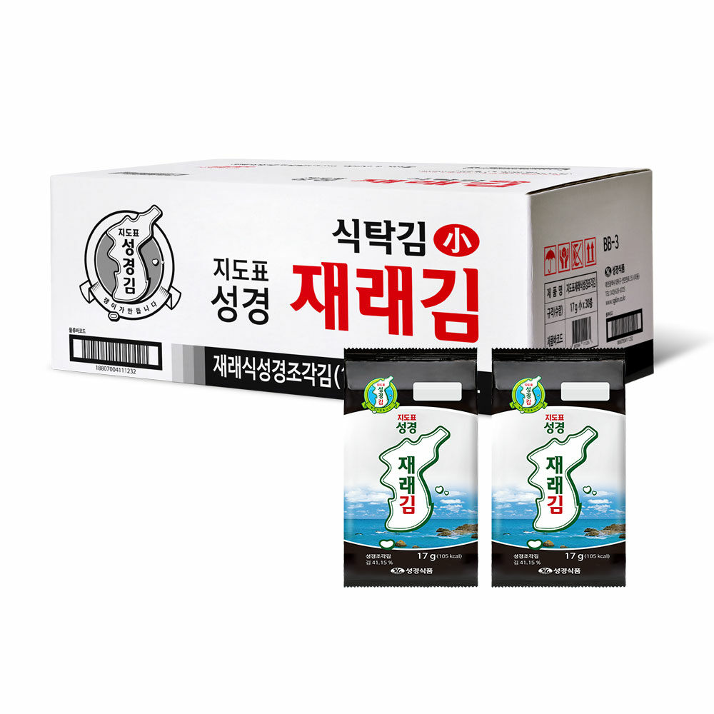 [성경김본사] 지도표성경 재래 조각김 17g 30봉