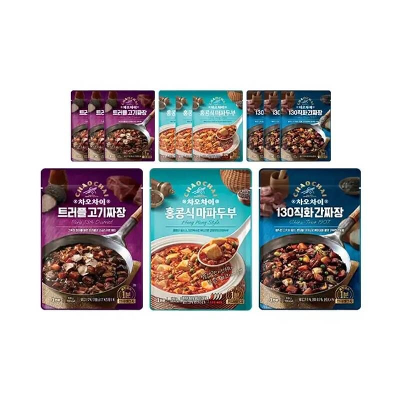 차오차이 트러플고기짜장 180g, 4개 + 홍콩식마파두부 180g, 4개 + 130 직화간짜장 180g, 4개