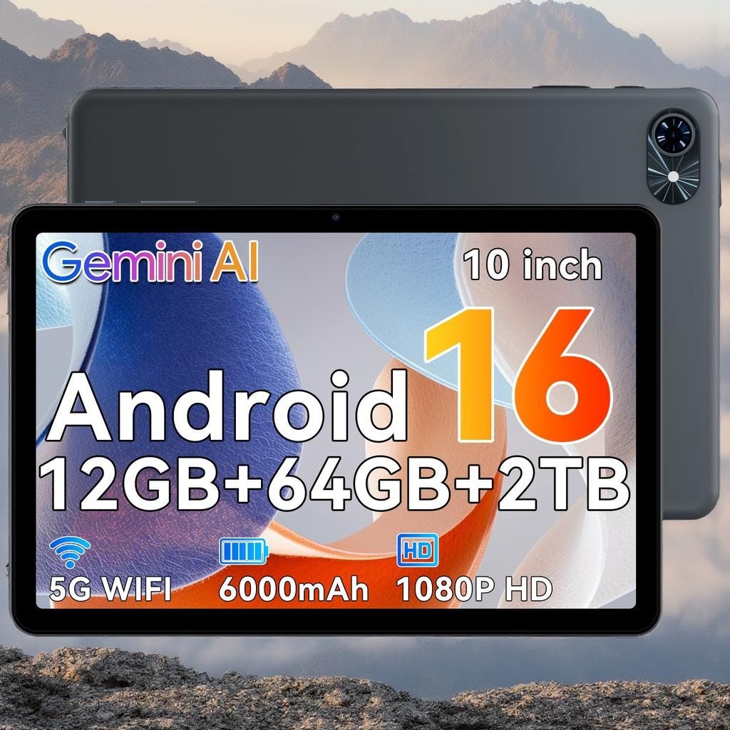 TABWEE 10인치 Android16 Gemini AI2.0 태블릿 12GB+64GB 1개