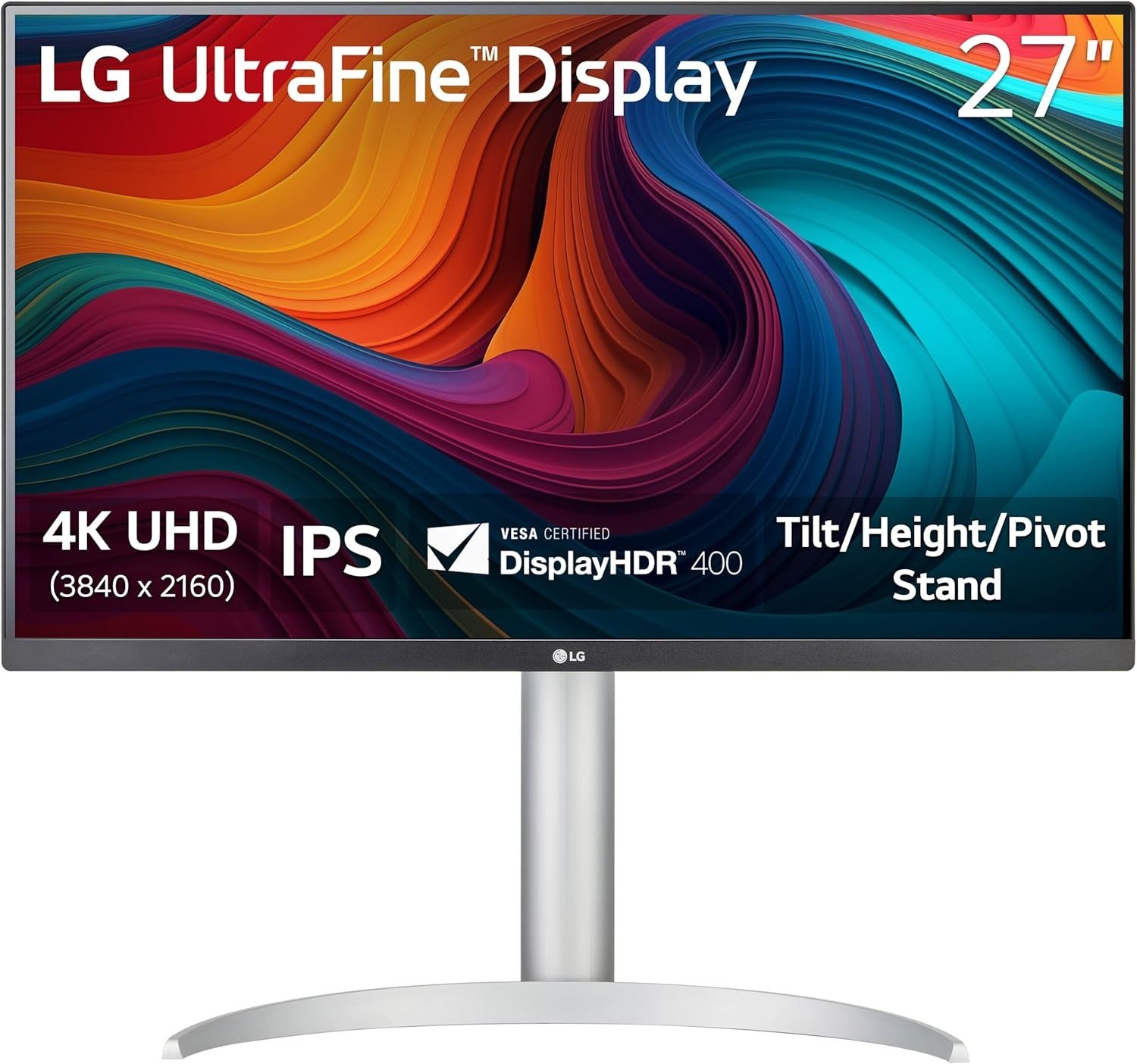 LG 27UP650K-W 27인치 울트라파인 4K UHD (3840 x 2160) IPS 컴퓨터 모니터, 60Hz, 5ms, 디스플레이HDR 400, 리더 모드, 깜빡임