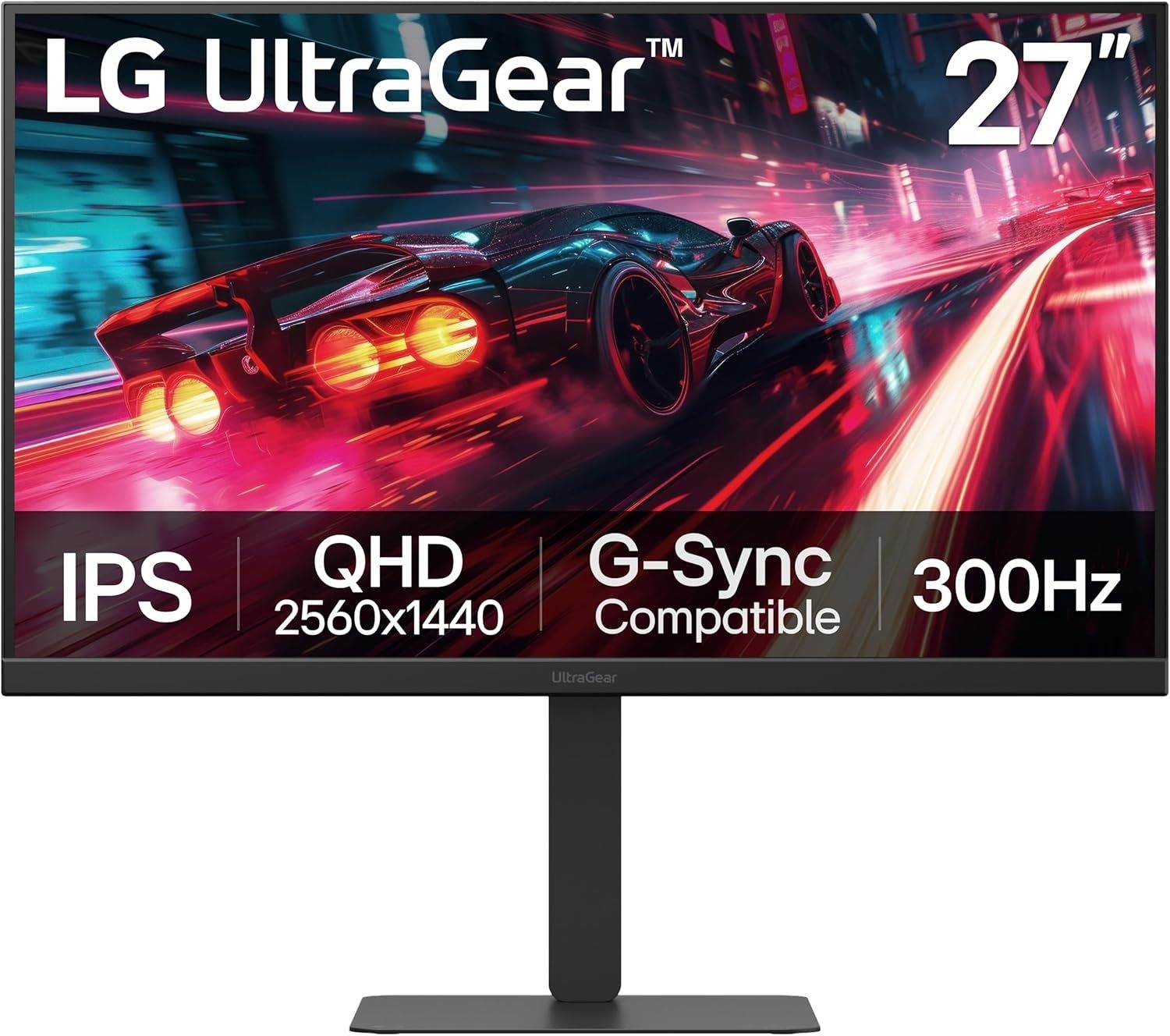 LG 27G640A-B 27인치 Ultragear QHD (2560 x 1440) IPS 게이밍 모니터, 300Hz, 1ms, NVIDIA G-Sync, AMD FreeSync Premium, VESA 디스플레이HDR