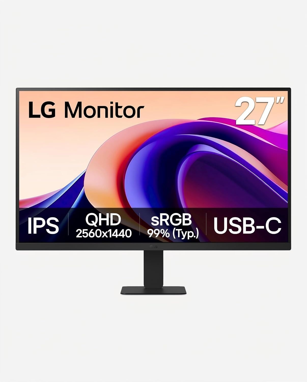 LG 27U631A-B 27인치 QHD (2560 x 1440) IPS 컴퓨터 모니터, 100Hz, 5ms, HDR10, 리더 모드, 깜빡임 방지, HDMI, USB Type-C 15W PD, 블랙