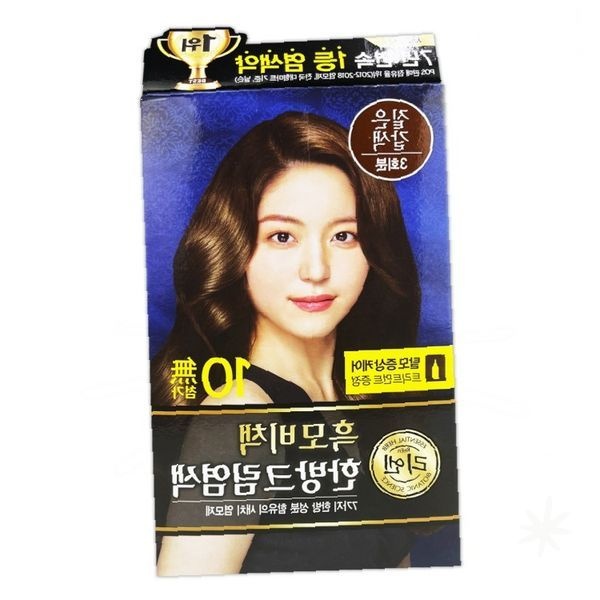엘지생활건강 리엔 흑모비책 새치 염색 크림 짙은 갈색 3회분 한방 성분 백모 커버 모발