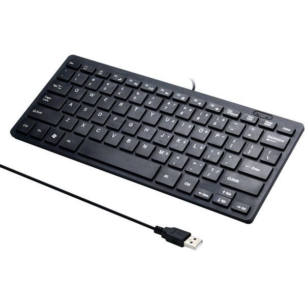 I Focus [해외] I Focus Mini 78 키 유선 키보드 커버 포함 노트북 MAC Windows 10 8 7 Vista XP용 컴퓨터 키패드 블랙 보호필름 315964