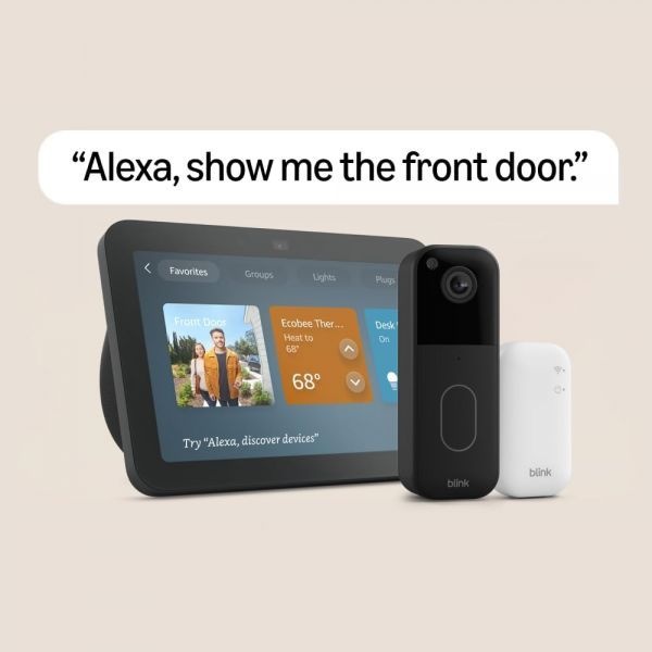 Amazon Echo &amp; Alexa [해외] Blink 비디오 도어벨 최신 모델 이 포함된 Amazon Echo Show 8 Alexa Early Access 포함 225931