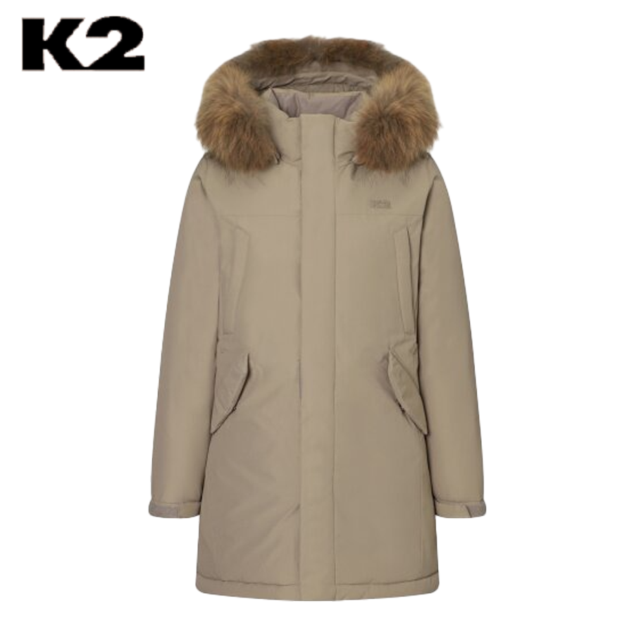K2 K2 [AK분당점] [K2]여성 야상 라쿤퍼 임페리움 덕 헤비 롱다운 KWW25594 베이지