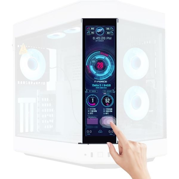GeeekPi [해외] GeeekPi 12.6인치 IPS LCD 터치스크린 모니터 FHD 1920x515 디스플레이 Hyte Y60 PC 케이스 CPU GPU 보조 패널로 내장 듀얼 스피