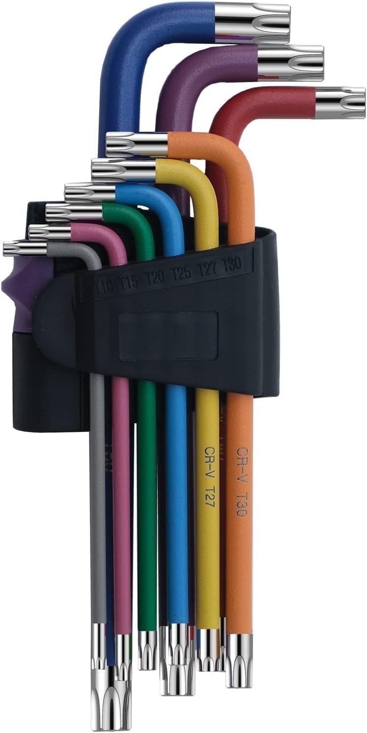 TOOGOND 9 Pc 육각 렌치 세트, Torx TRX 스타 컬러 세트 T10, T15, T20, T25, T27, T30, T40, T45, T50 가구 조립, 자전거 정비,