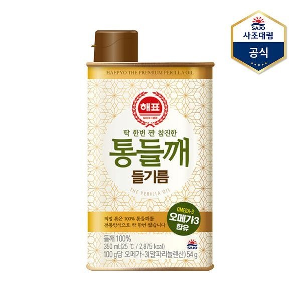 사조 [하프클럽]해표 통들깨 들기름 350ml